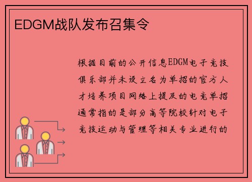 EDGM战队发布召集令